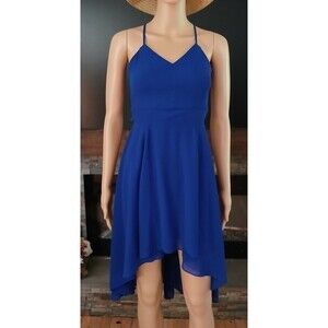 B. Smart Elegant Flowy Cocktail Party Dancing Dress Lace Zip Back Blue Size 3